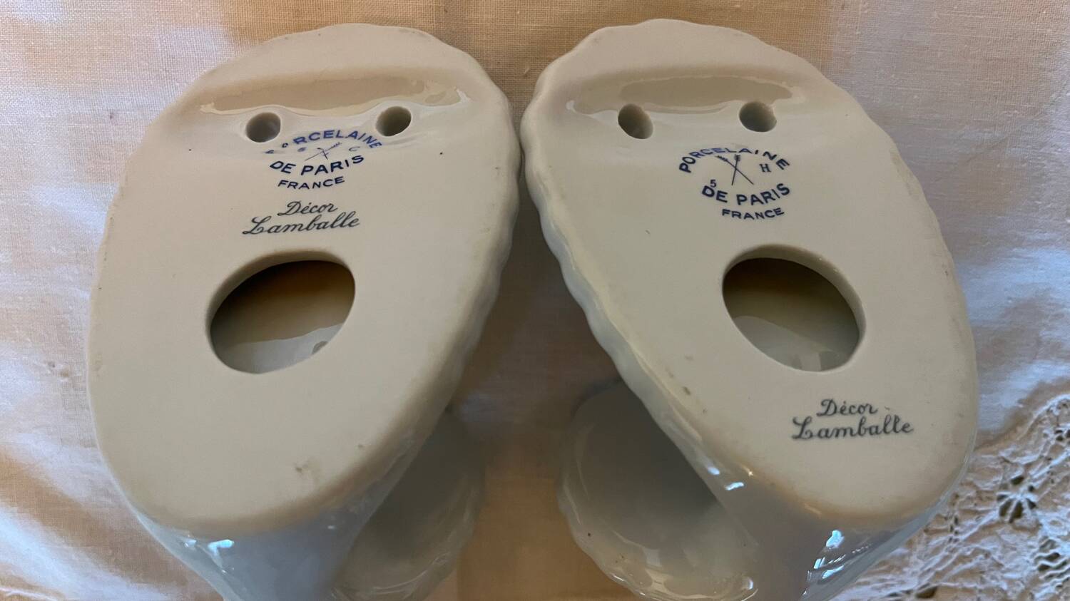 Set of 3 vintage Paris porcelain hooks