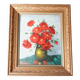 Bouquet of Red Flowers Still Life Canvas signed Golden Frame 54 x 62 cm