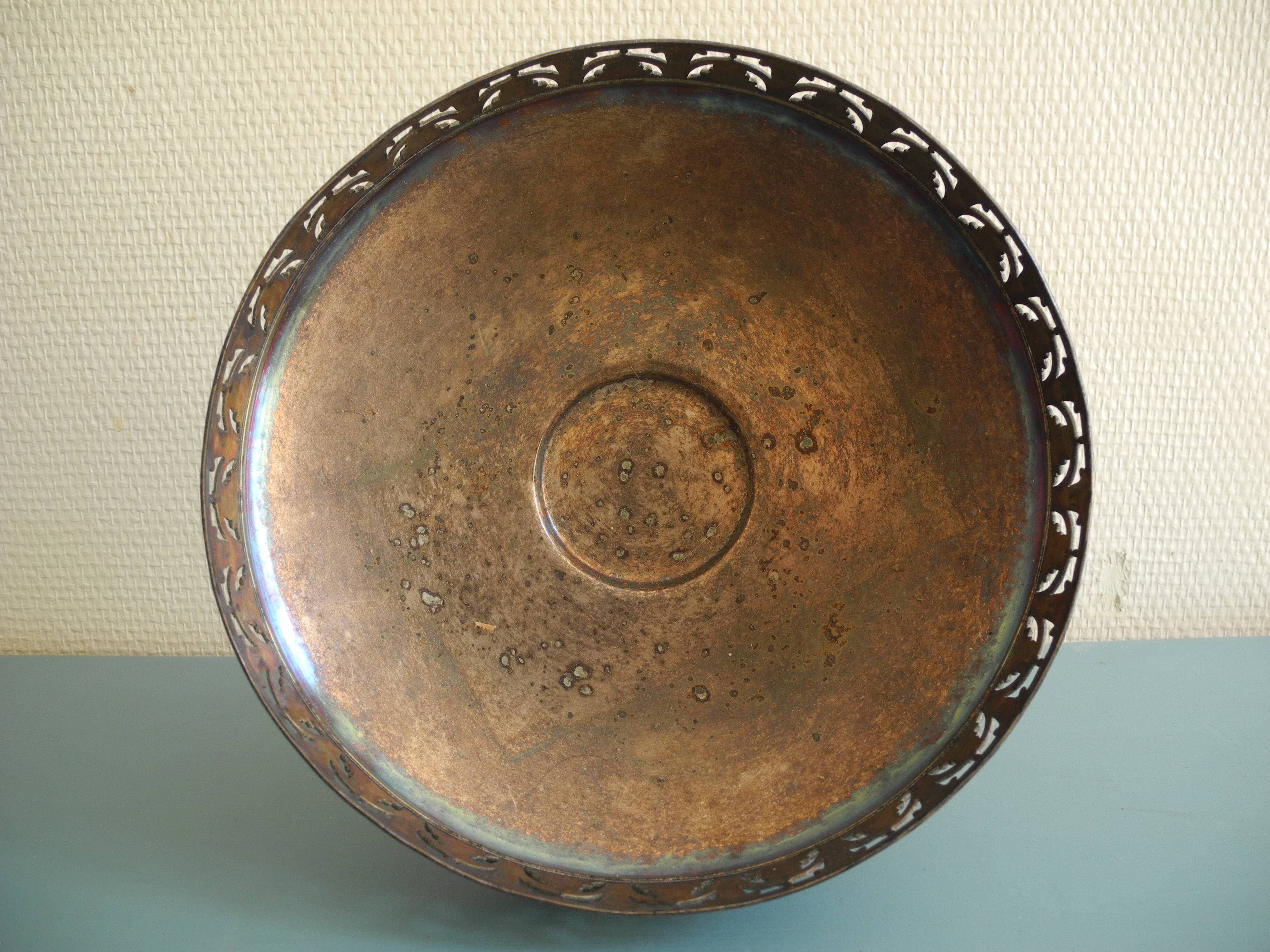 old silver-plated metal bowl cup shabby chic