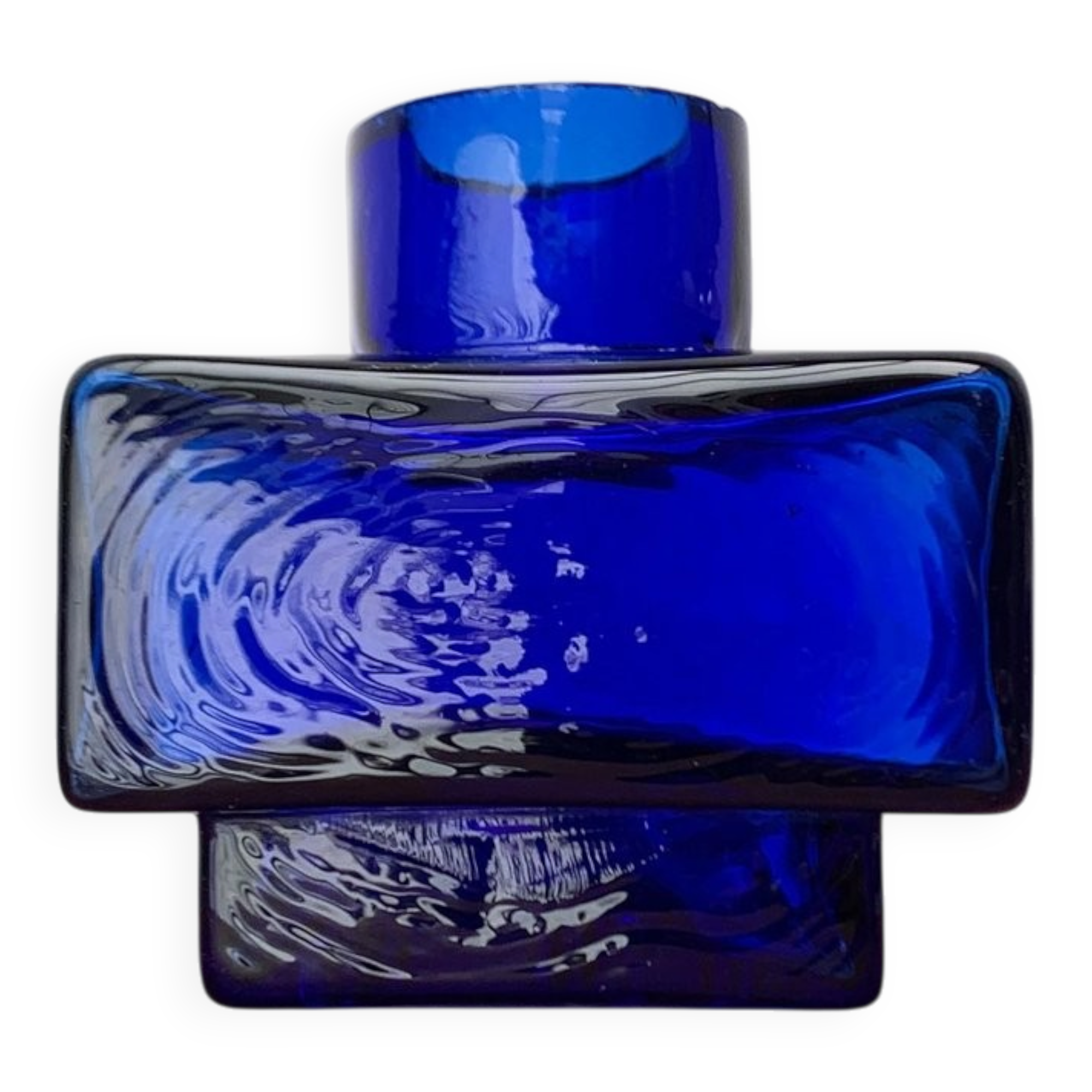 Scandinavian mid-century block glass vase, 1960s