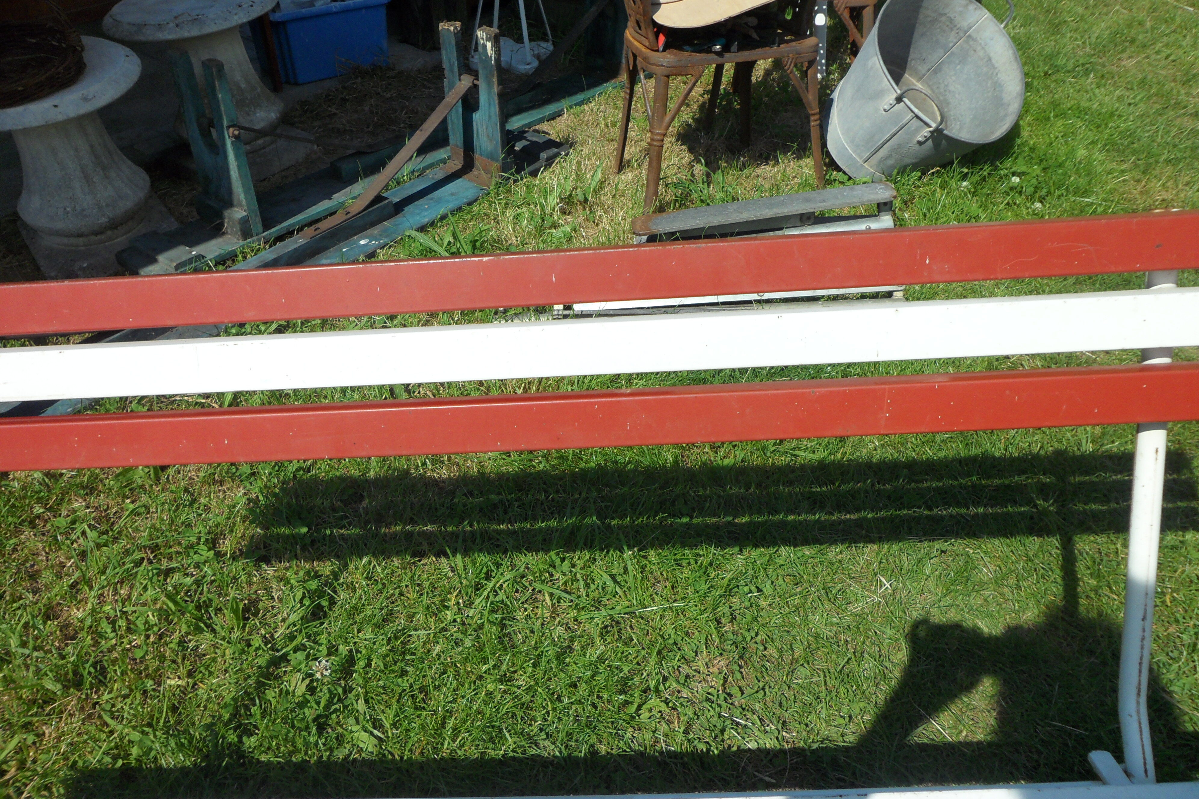 Folding bench with iron slats