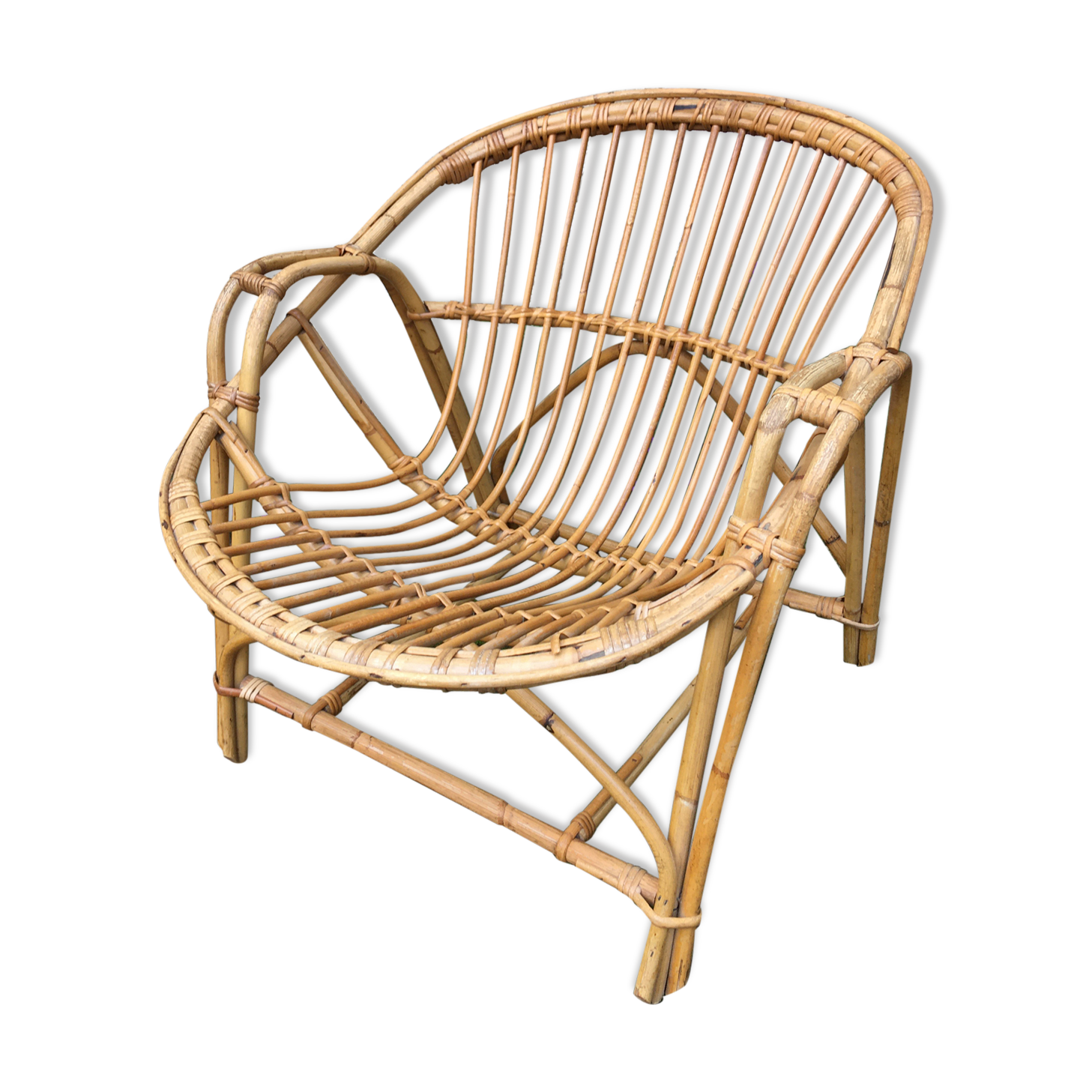 Fauteuil coquille en rotin Selency