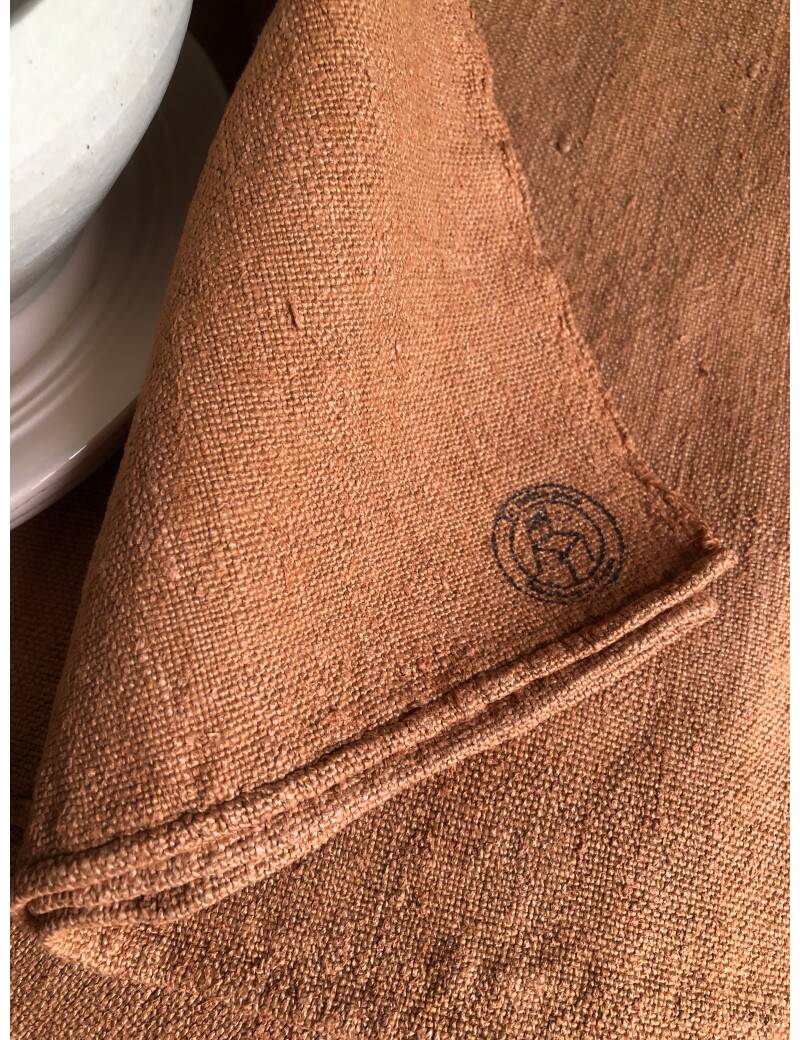 Antique Harvest Tablecloth in Pure Hemp, Tinted in Terracotta