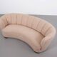 Danish curved banana sofa in a powder pink wool fabric, 1940s