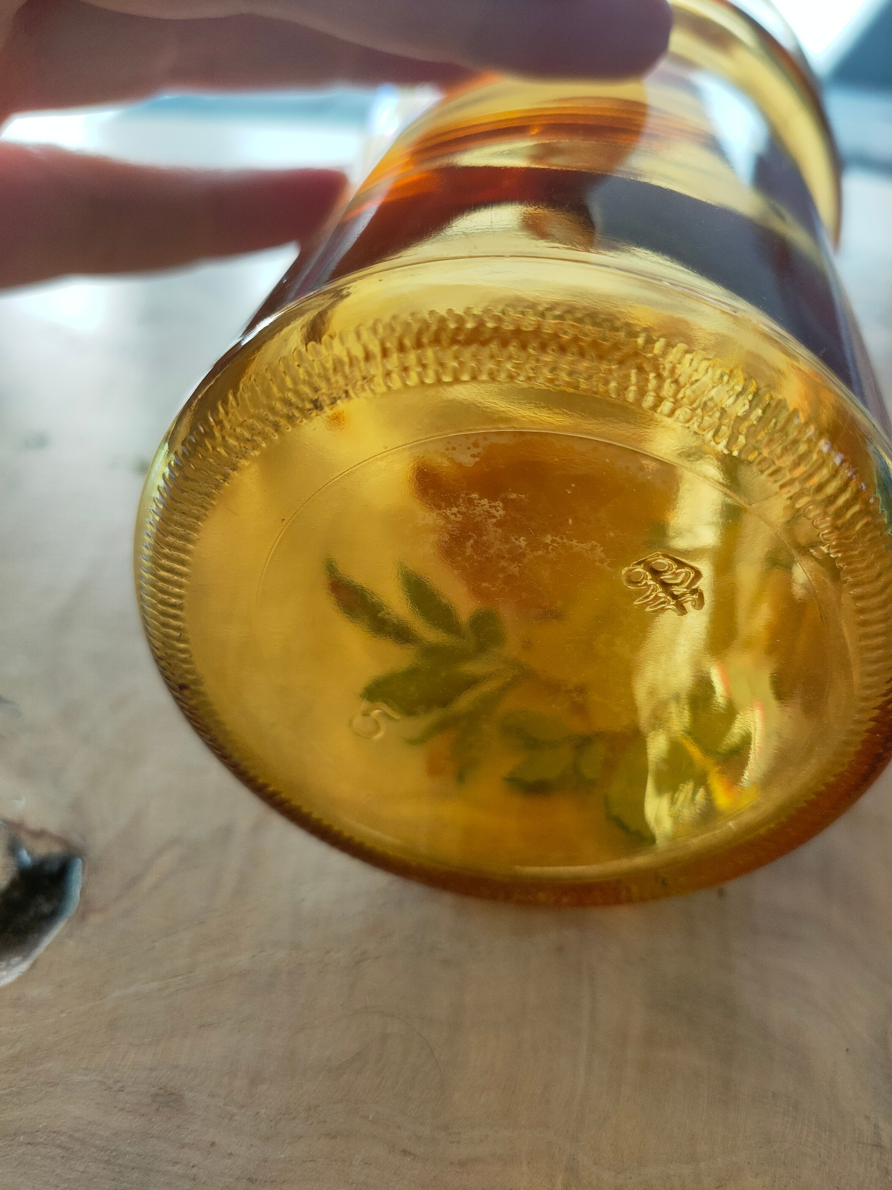 60's yellow glass decanter