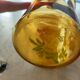 60's yellow glass decanter