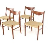 Set of 4 Arne Wahl Iversen for Glyngore papercord chairs 'Naerem'