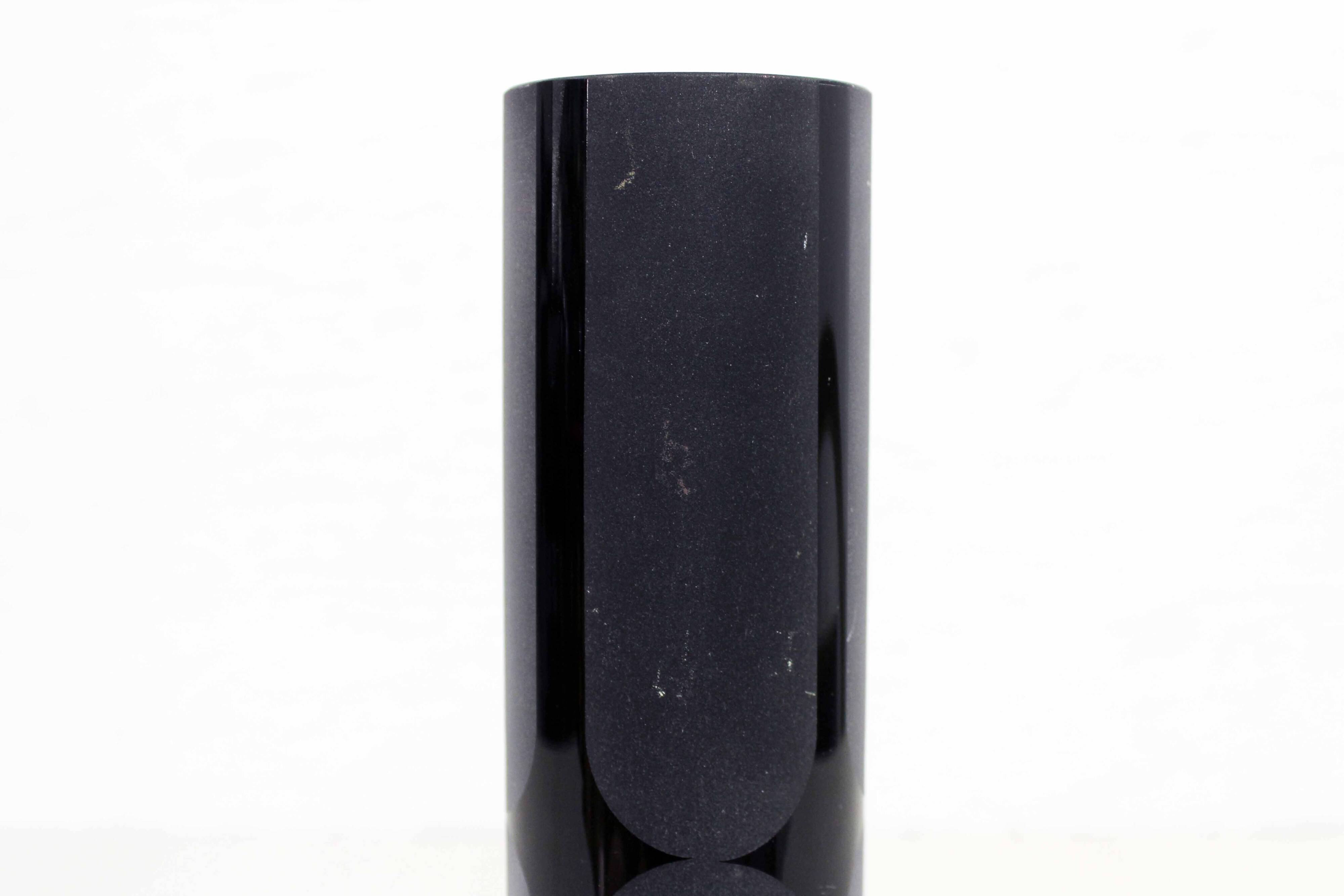Frosted black Murano glass vase