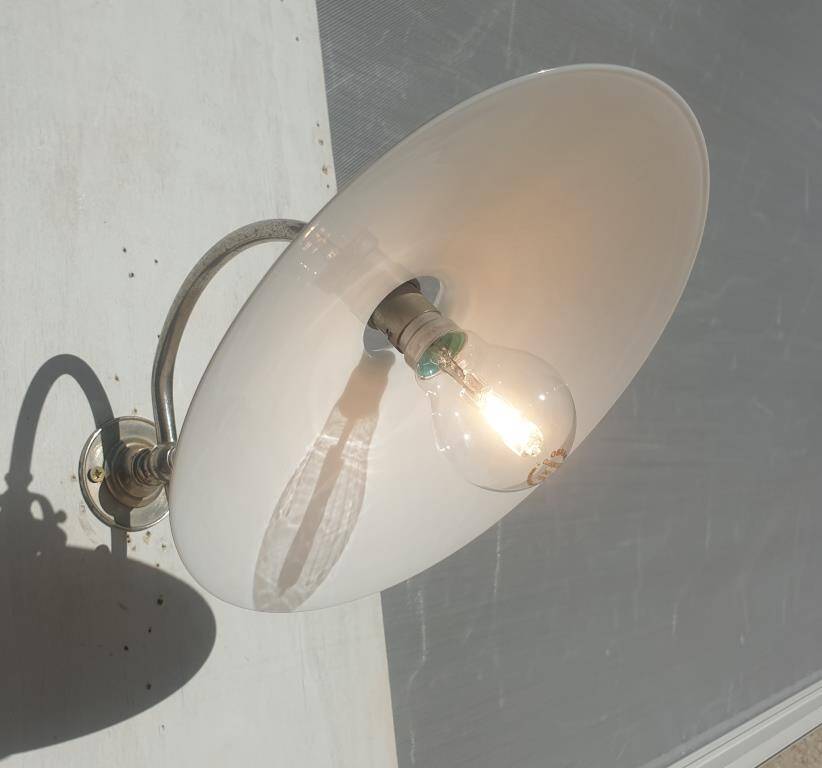 Wall lamp in opaline chrome scrolls Art Deco