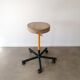 Former workshop stool - Wood and metal - Workers' manufacturing - On wheels - 1980