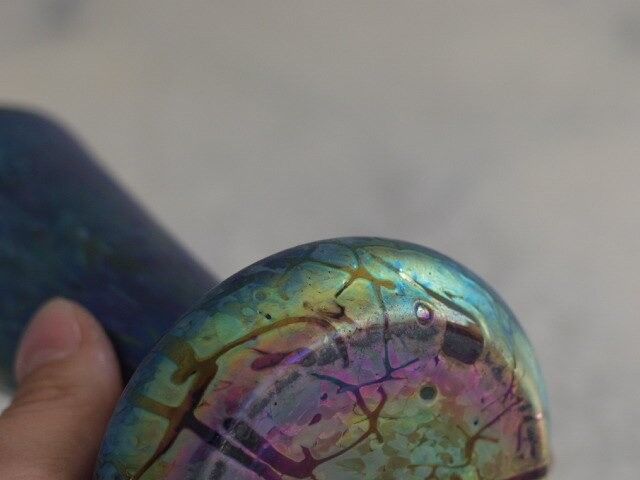 Vase in iridescent Glass Art new of PEACKOCK