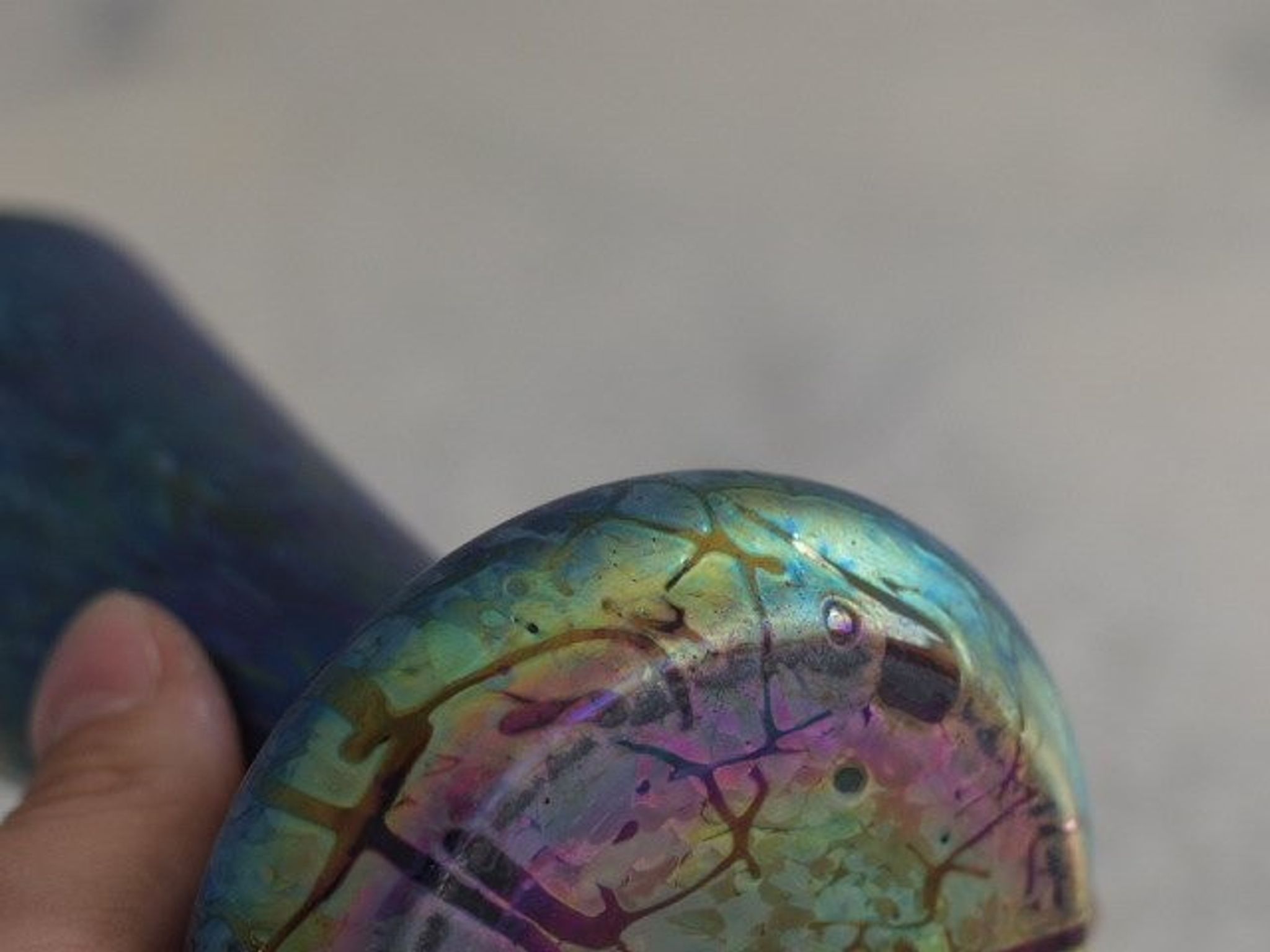Vase in iridescent Glass Art new of PEACKOCK