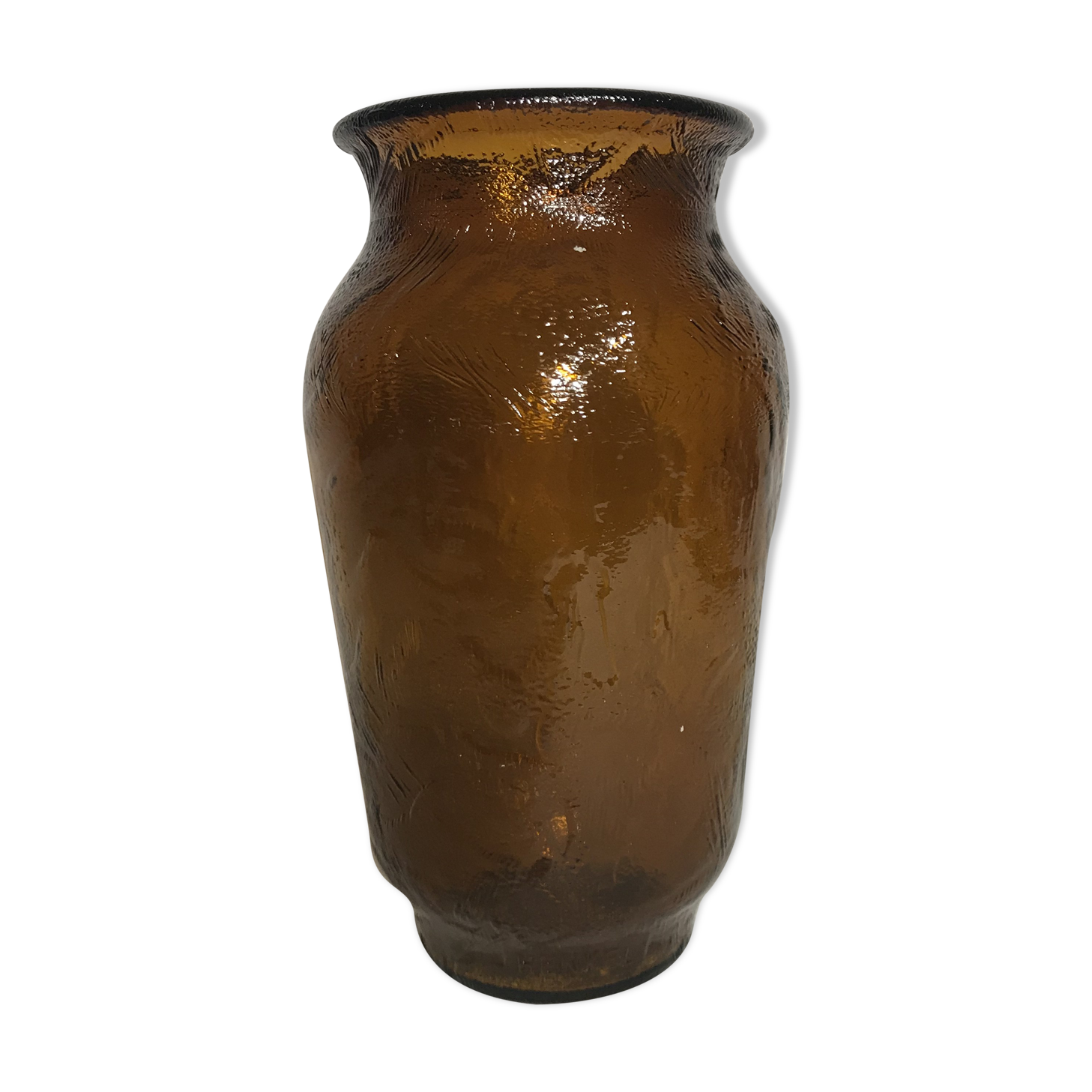 Former Henkel vintage stamped orange smoked glass vase