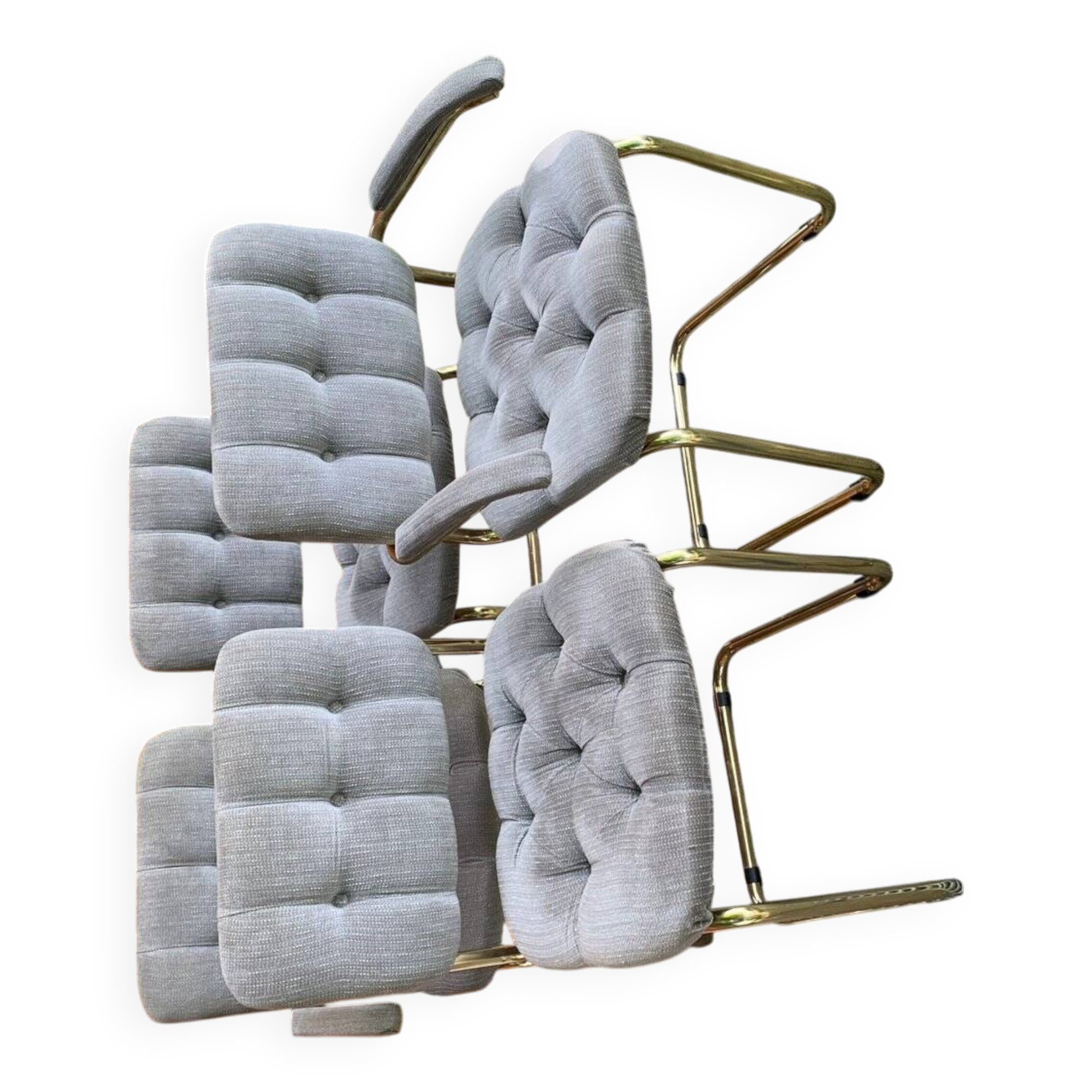 Vintage Italian dining chairs in brass, 1970s, set of 4