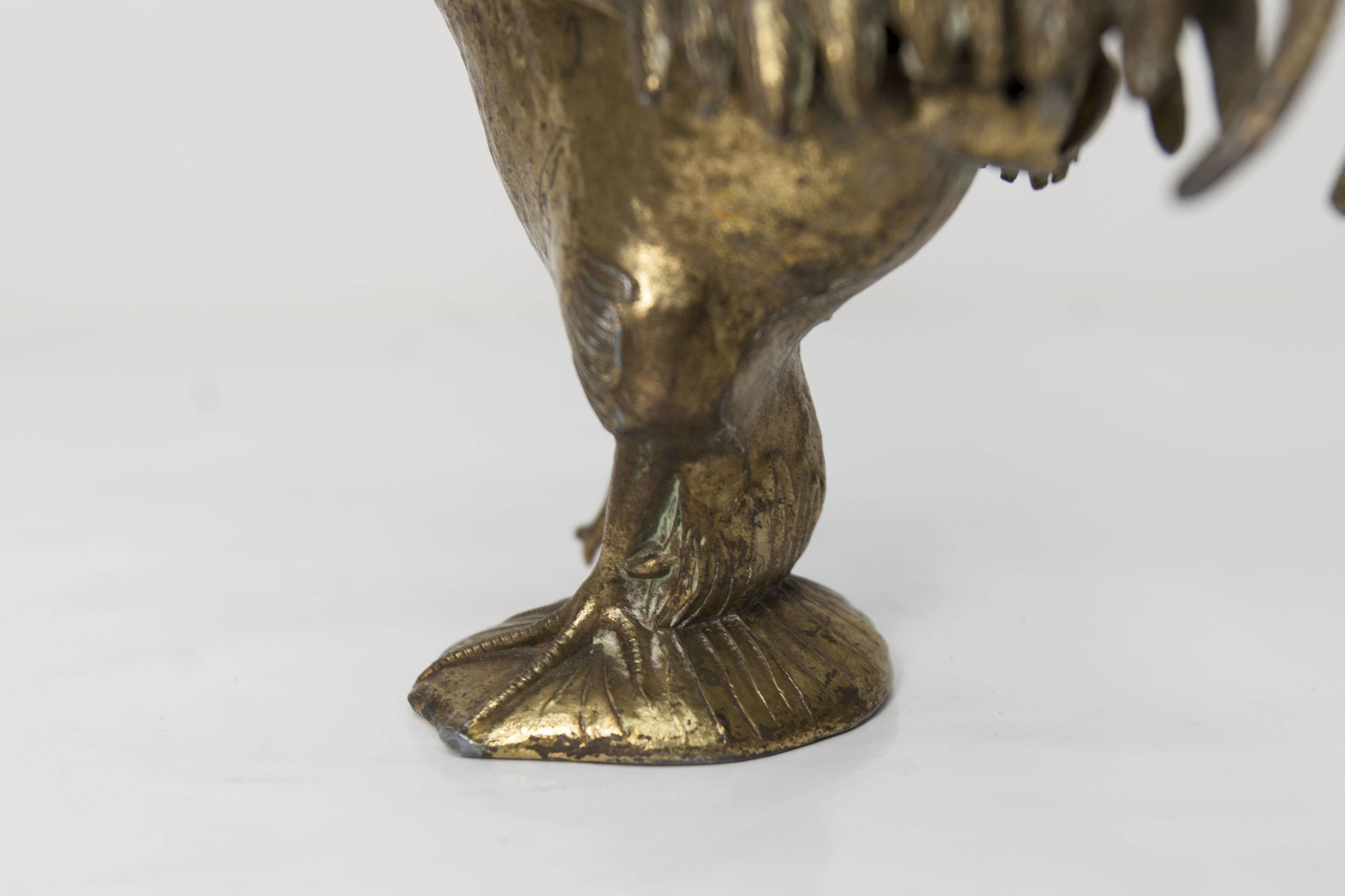 1960 rooster ashtray in spelter signed FC