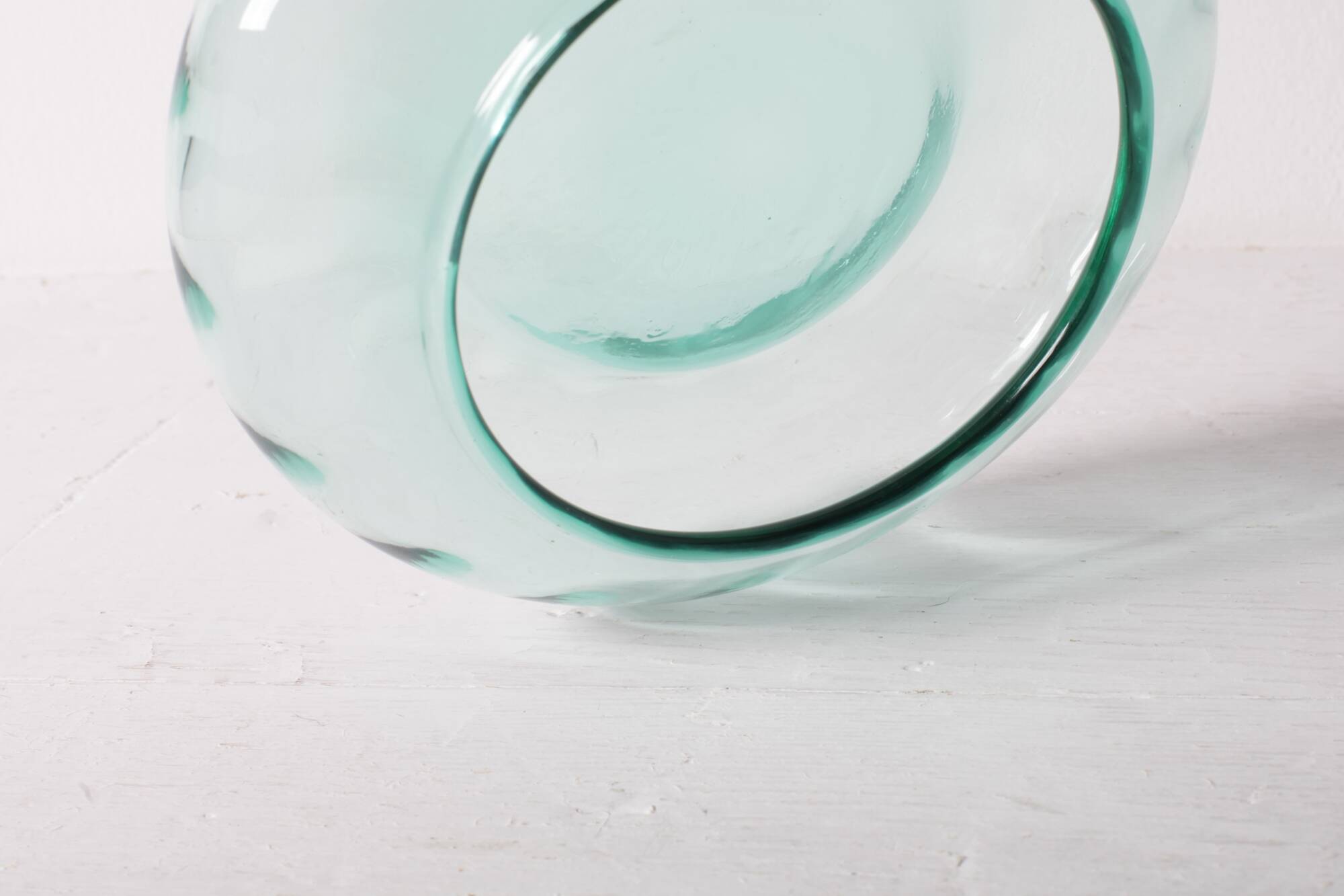 Cendrier en verre soufflé vintage teal, cendrier italien des années 50 / années 70