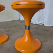 Set of 2 Orange Vintage Mushroom Stool “Jurček” by Meblo, 1960s – Space Age