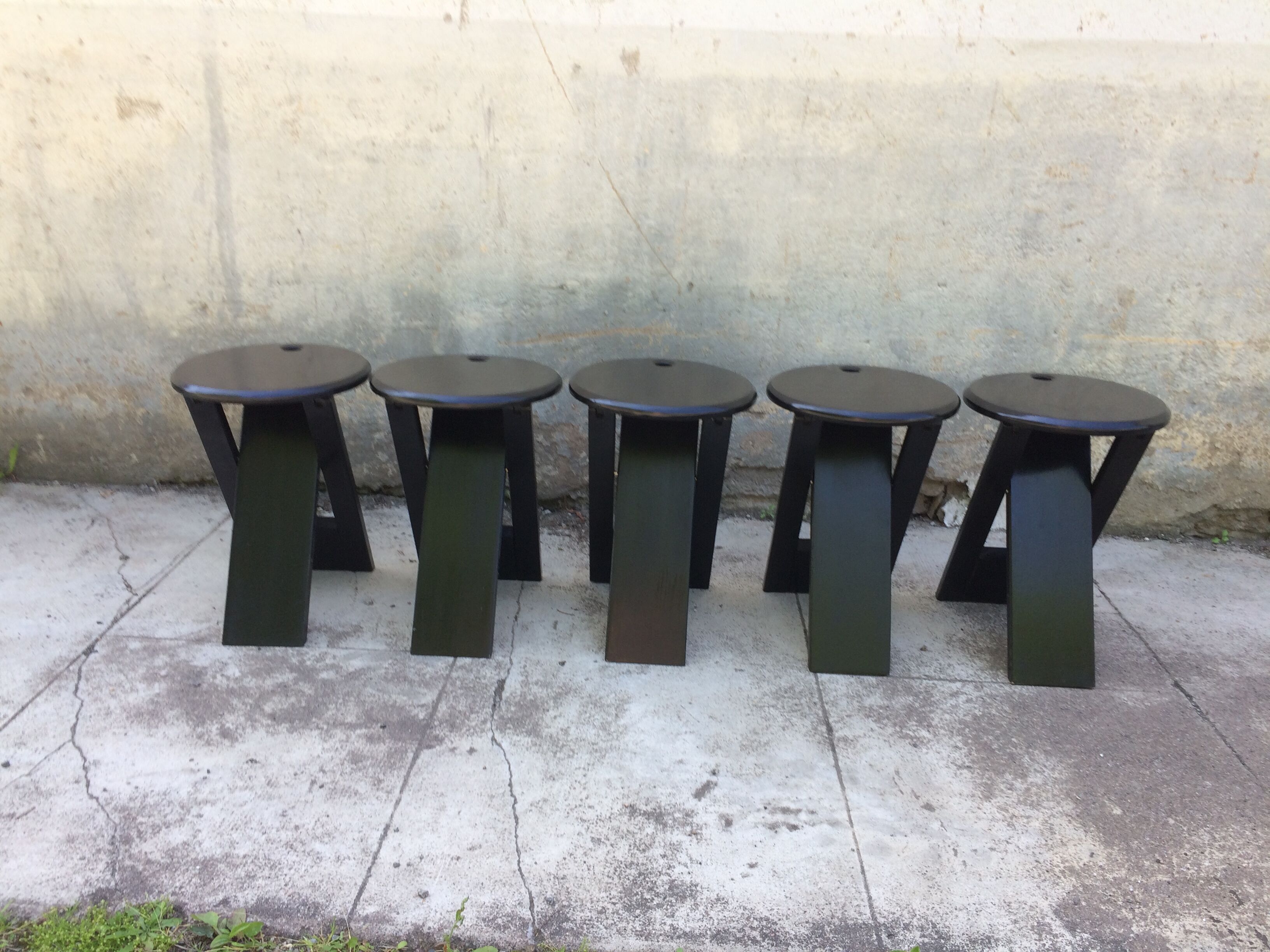 Set of 5 folding Suzy stools by Adrian Reed, black