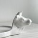 White porcelain cheese dish with handle and cow's head