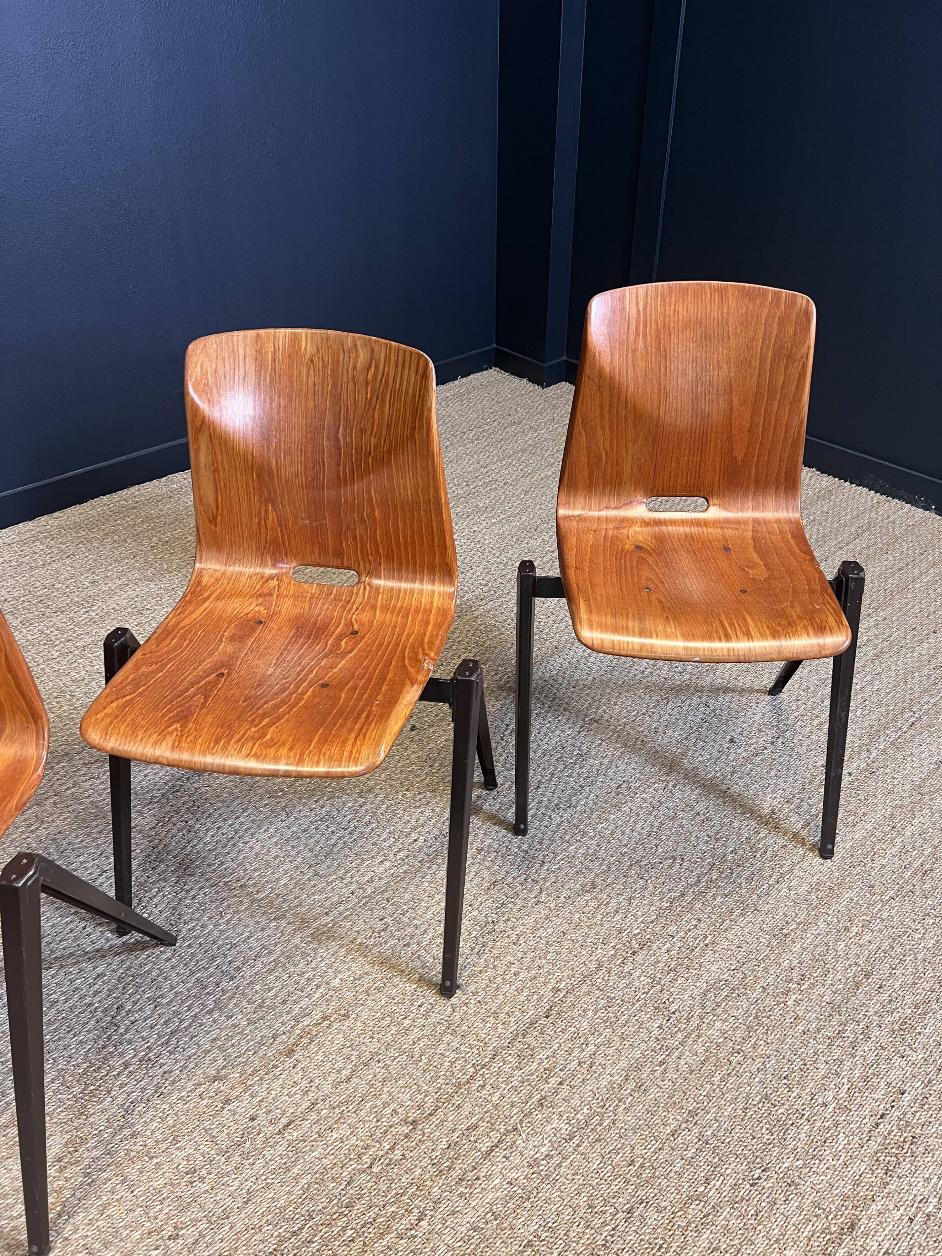 Set of 4 Galvanitas S22 oak chairs Netherlands 70s