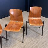 Set of 4 Galvanitas S22 oak chairs Netherlands 70s