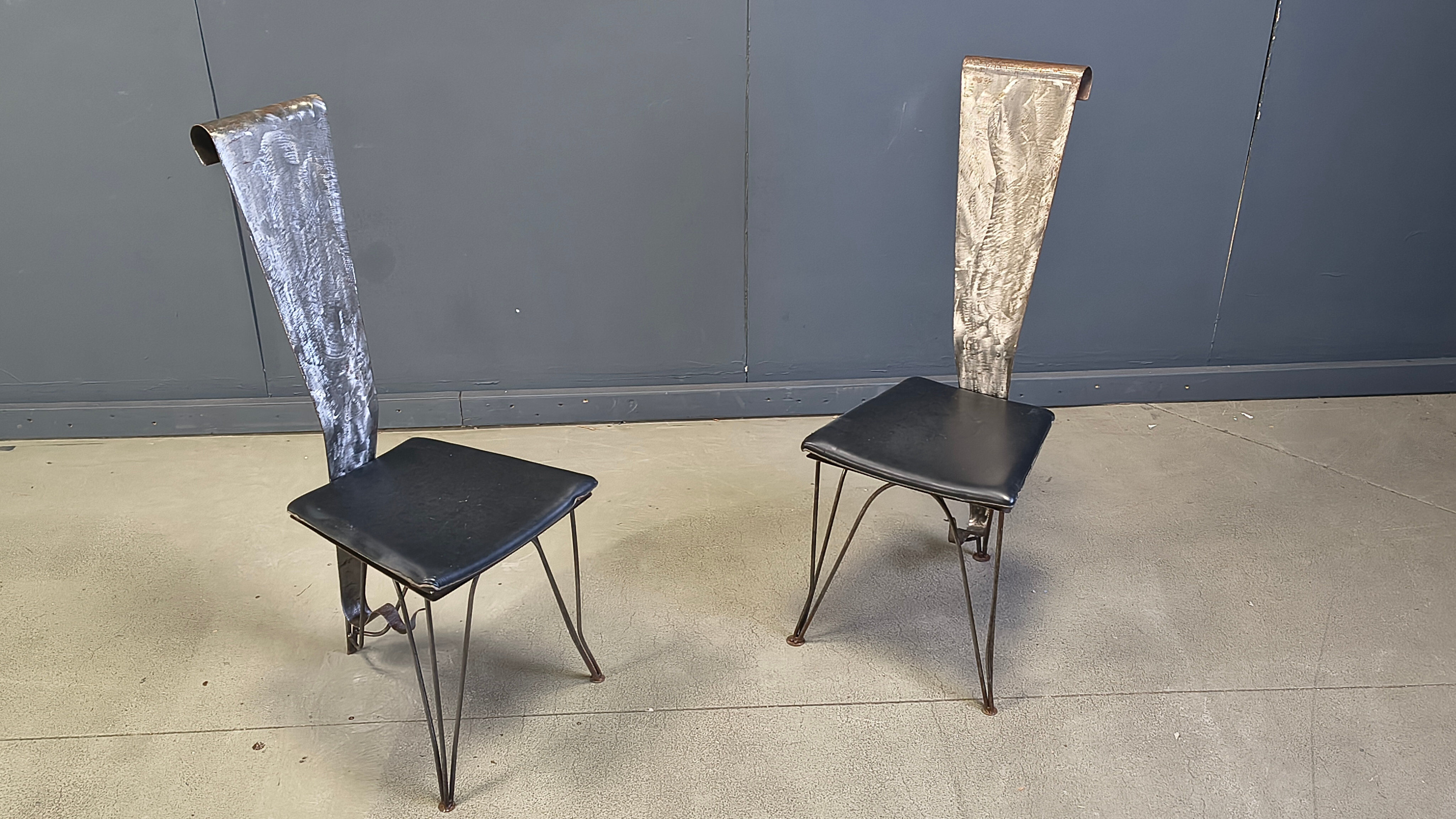 Hand crafted steel and stone dining set, 1970s