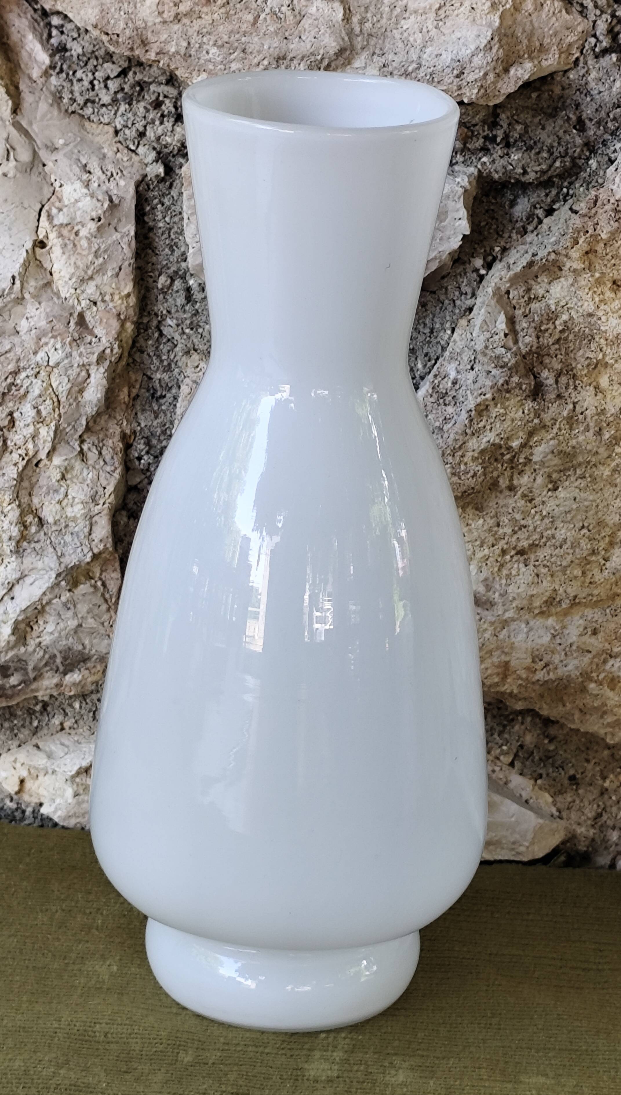 White glass vase