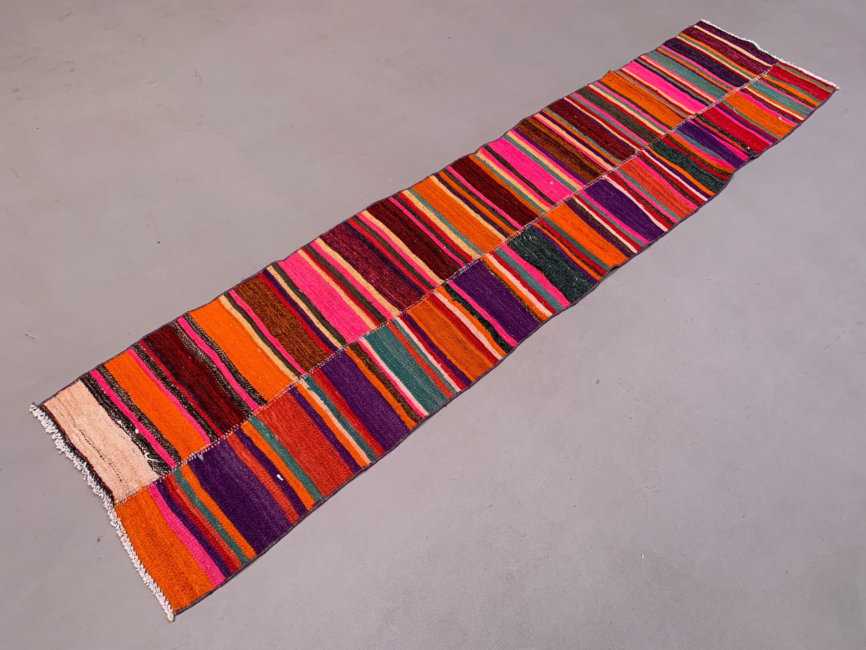 Old Turkish narrow Kilim Runner 266x58 cm shabby chic, vintage kelim