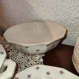 Old service 28 pieces porcelain KG Keller and Guérin Lunéville France decorated with flowers Rosita XIXth Century