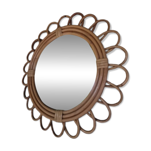 miroir rotin vintage