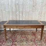 Bureau plat de style Louis XVI cuir noir