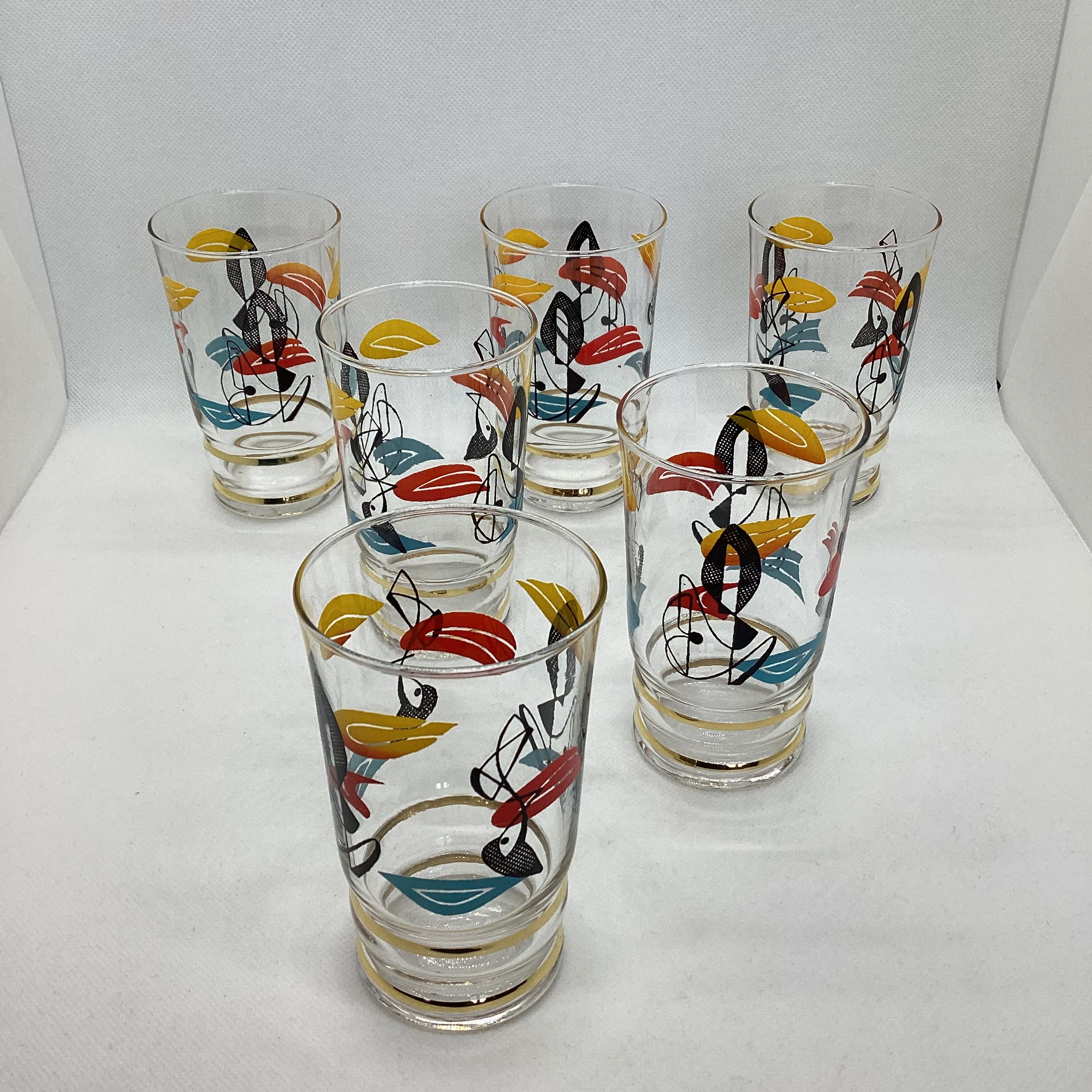 Set of 6 glasses 60s