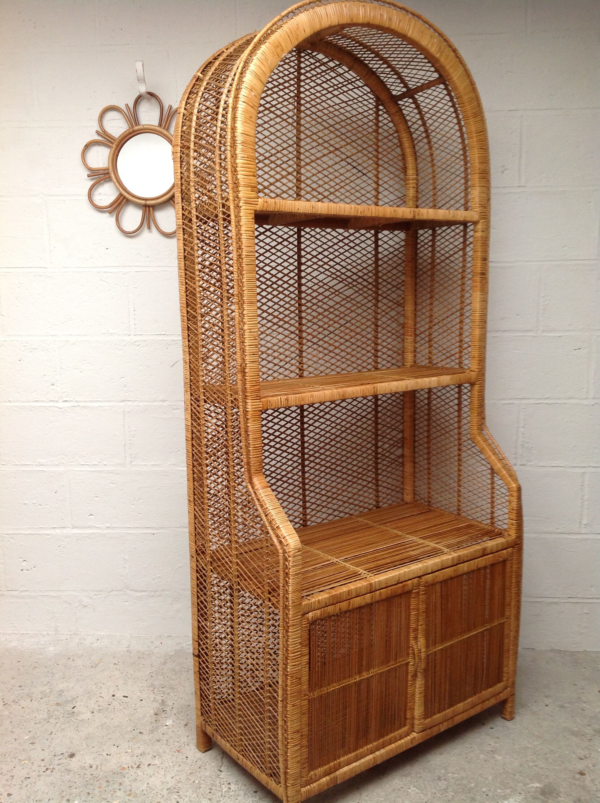 Vintage rattan bookcase