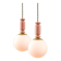 Mid-Century Italian Brass & Opaline Glass Pendant Lamps, Set of 2