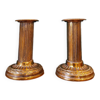 Louis XVI style brass candle holders