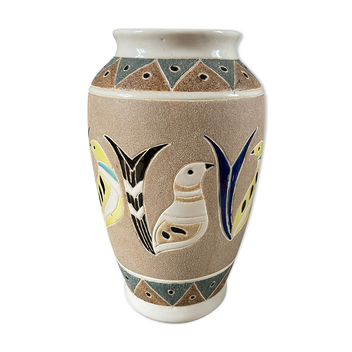 Vase with parakeets 50s