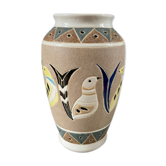 Vase with parakeets 50s