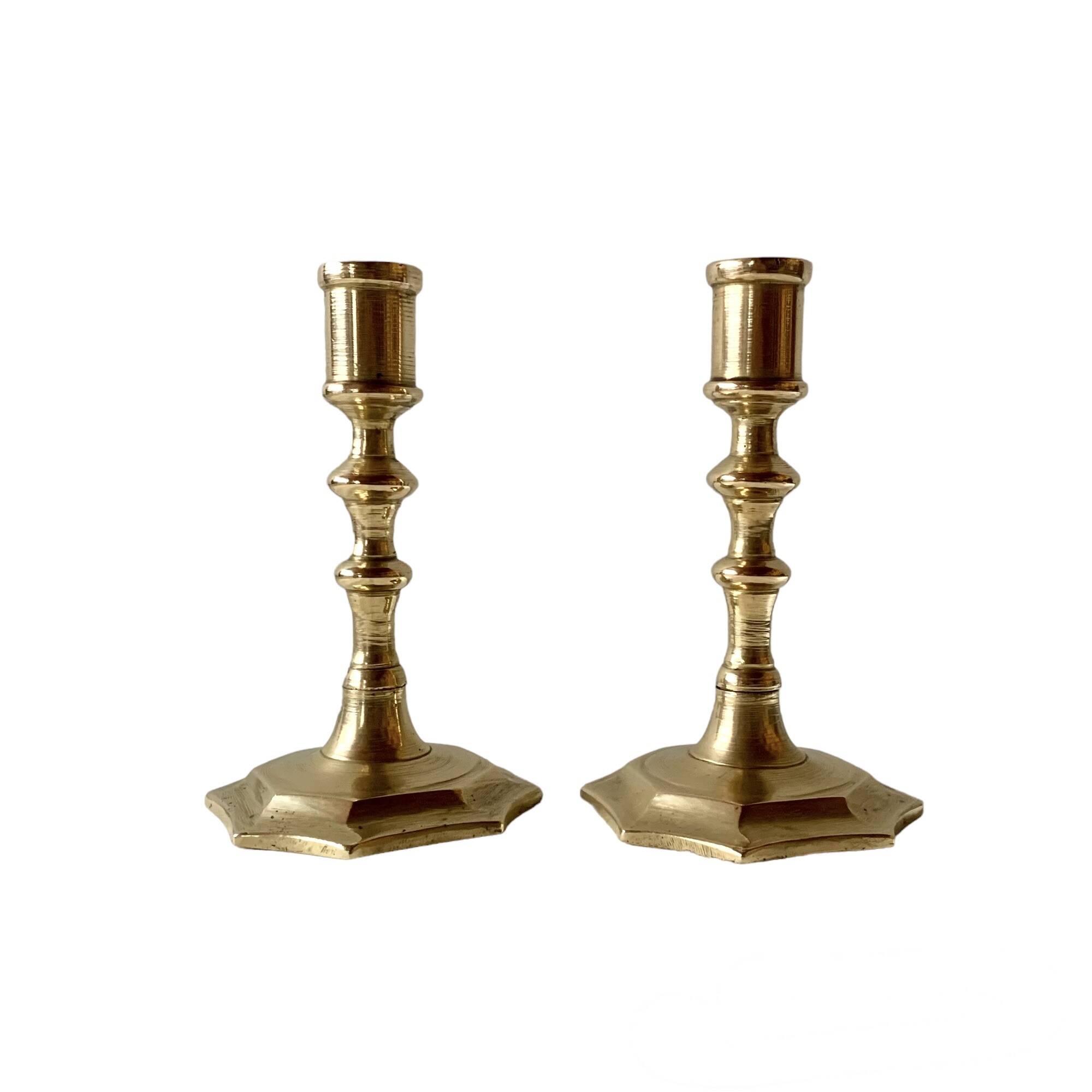 Pair of antique brass candlesticks