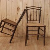 Pair of Napoleon III turned wood and cane chairs