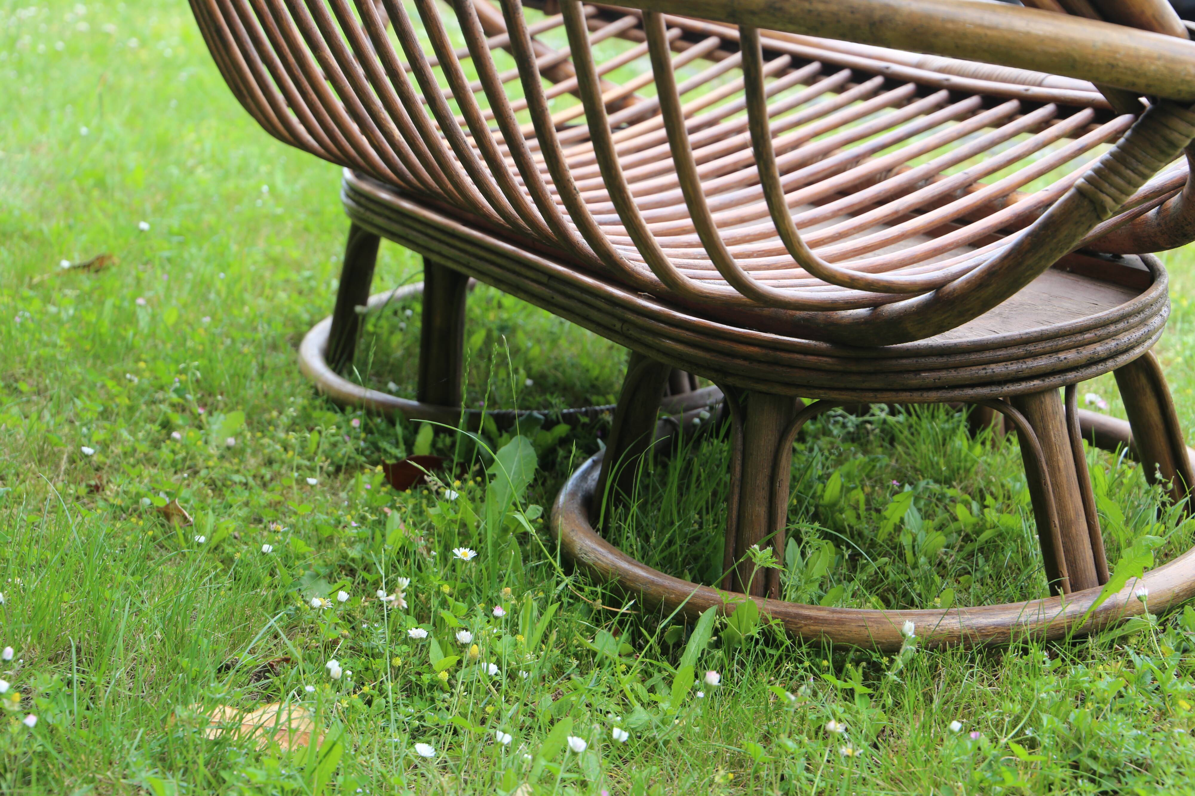 Banquette en rotin deux places, vintage