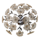 Wonderful Gold and Transparent Murano Glass Ceiling Light Flower
