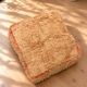 Vintage Berber pouf in natural wool – salmon and beige