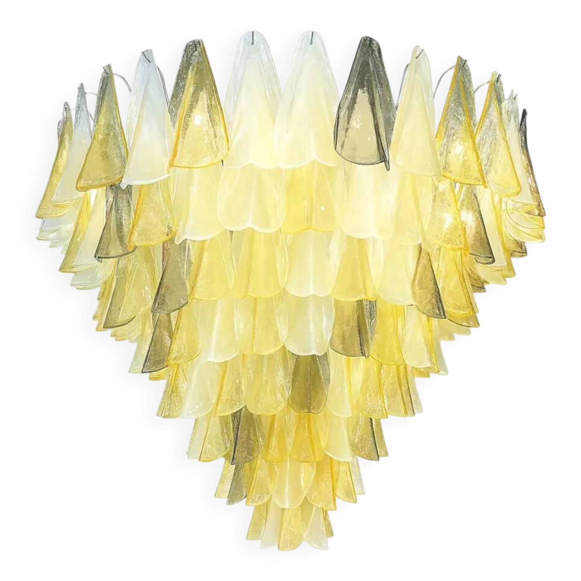 Monumental Italian Amber and Fumè Multicolour “Rondini” Murano Glass Chandelier