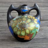 Handled Vase Gouda - Decor "Zonnebloem" (Sunflower) - Netherlands, 1930/50