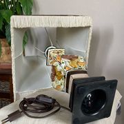 Lampe de salon en faïence façon craquelée décor fait main époque XXe