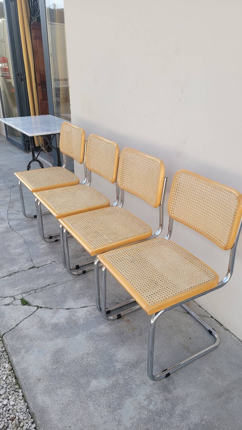 Series of 4 Marcel Breuer B32 chairs signed Italy - 1970s