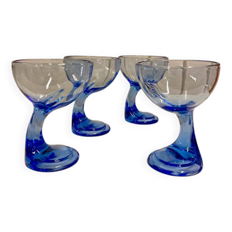 4 ice cream cups, Jerba model, by Luigi Bormioli, 1970