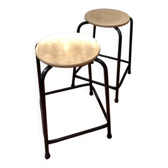 Pair of vintage industrial high stools