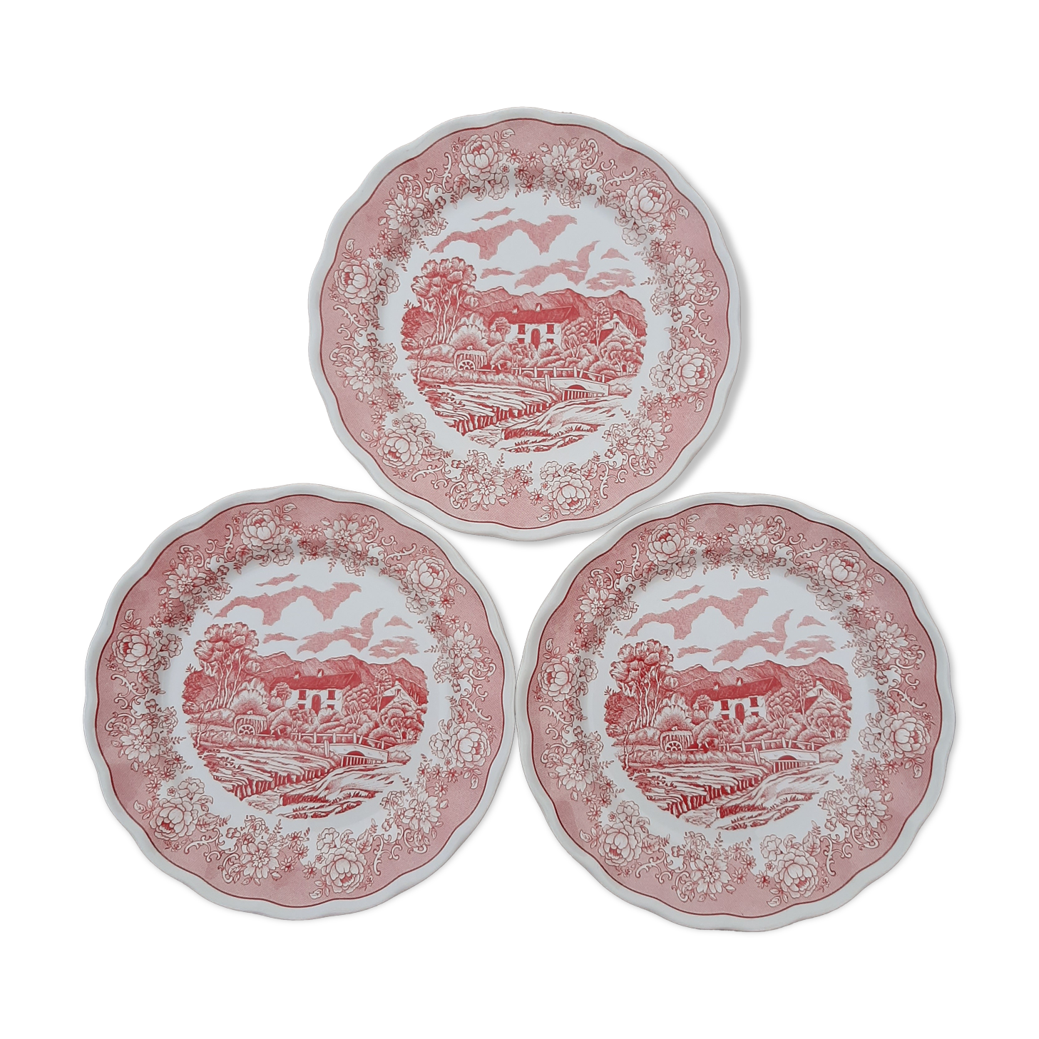 Lot 3 plates pink Countryside