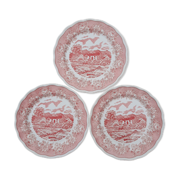 Lot 3 assiettes rose Campagne